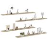 vidaXL Wall Shelf Set of 4 White and Sonoma Oak MDF 45.3 in Wall Shelf