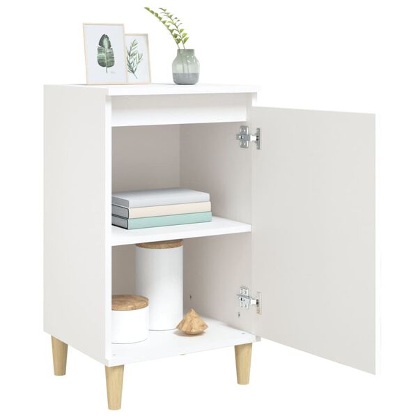 vidaXL Bedside Cabinet White Engineered wood, solid eucalyptus wood Medium