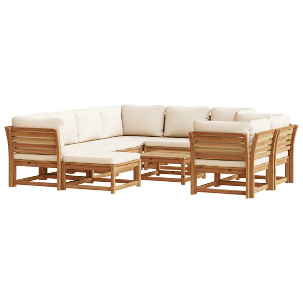 vidaXL Garden Lounge Set Cream, Natural Wood Solid Acacia wood, Polyester