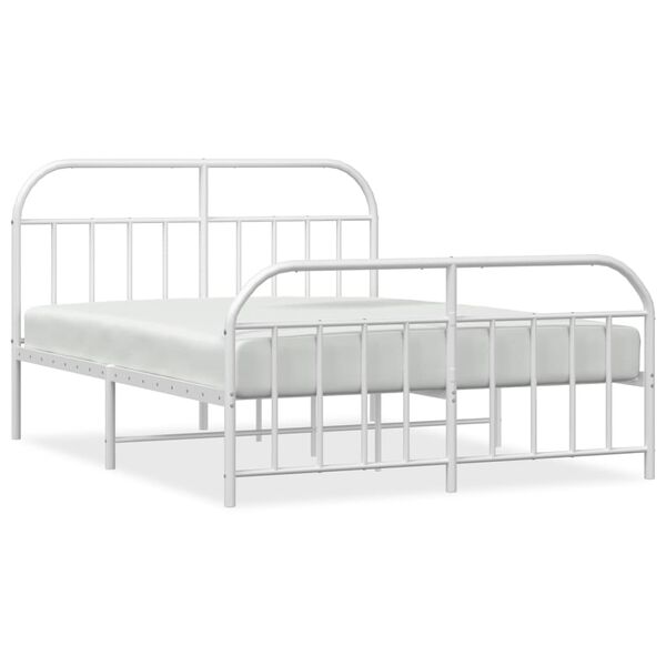 vidaXL Bed Frame White Powder-coated Steel Super King Bed Frame