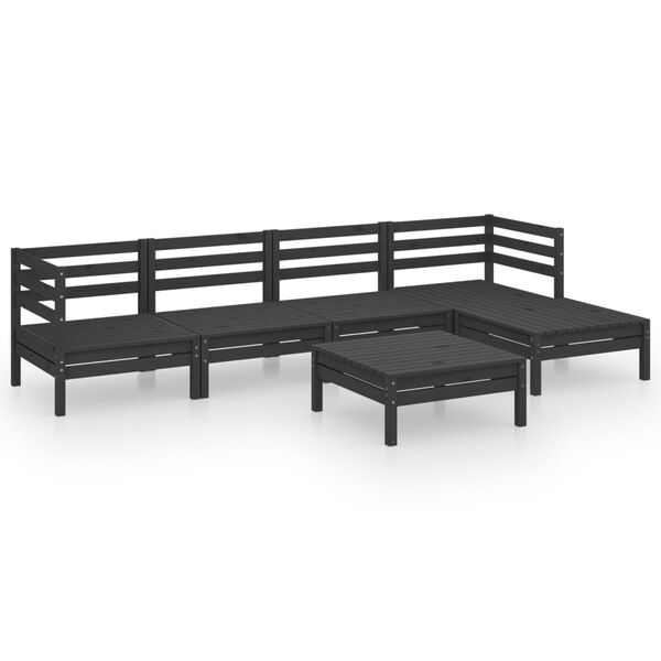vidaXL Garden Lounge Set Black Solid pine wood Large Modular