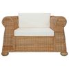 vidaXL Sofa Set Natural Rattan Medium Removable Covers Contemporary
