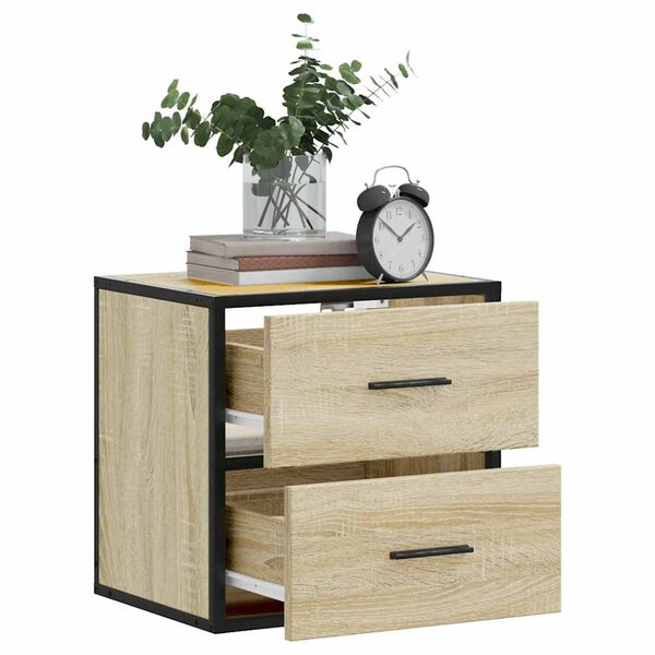 vidaXL Wall-mounted Bedside Cabinet Sonoma oak Engineered wood Medium
