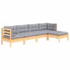 vidaXL Garden Lounge Set Grey Solid pinewood 5 Piece Modular