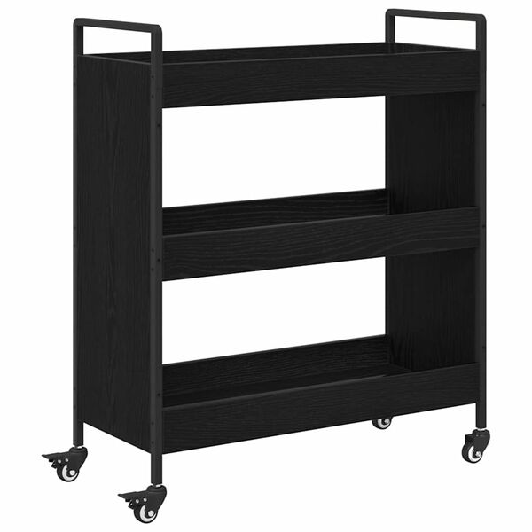 vidaXL Kitchen Trolley Black Oak 27.56 x 11.81 x 32.28 in