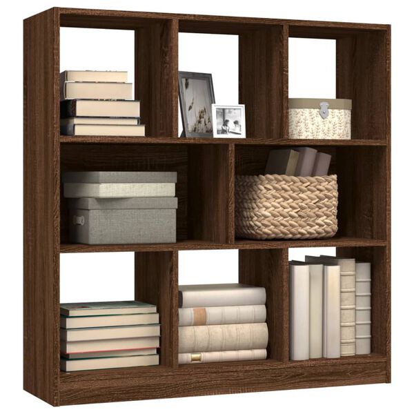 vidaXL Book Cabinet Brown Oak Engineered Wood Medium Book Cabinet