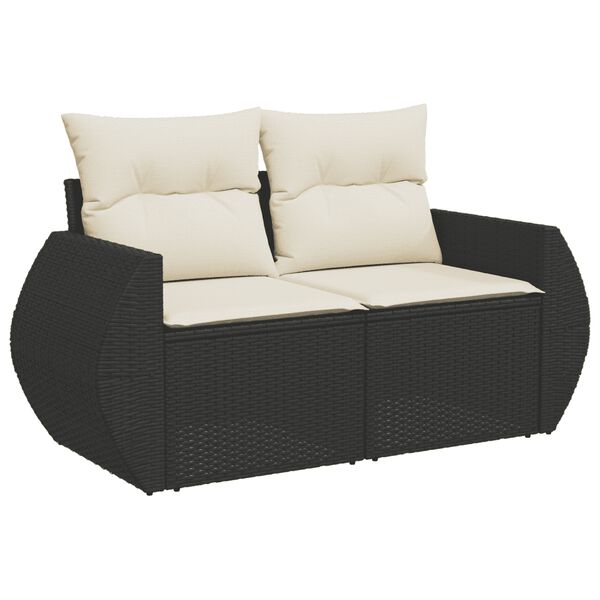 vidaXL Garden Sofa Set Black PE Rattan 6 Piece Removable Covers