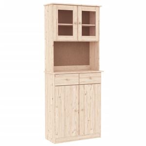 vidaXL Highboard Natural wood Solid pine wood, glass Large Highboard