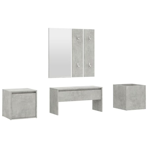 vidaXL Hallway Furniture Set Concrete grey Engineered wood, acrylic