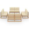 vidaXL Garden Lounge Set Honey brown, Cream Solid pine wood, 100% polyester