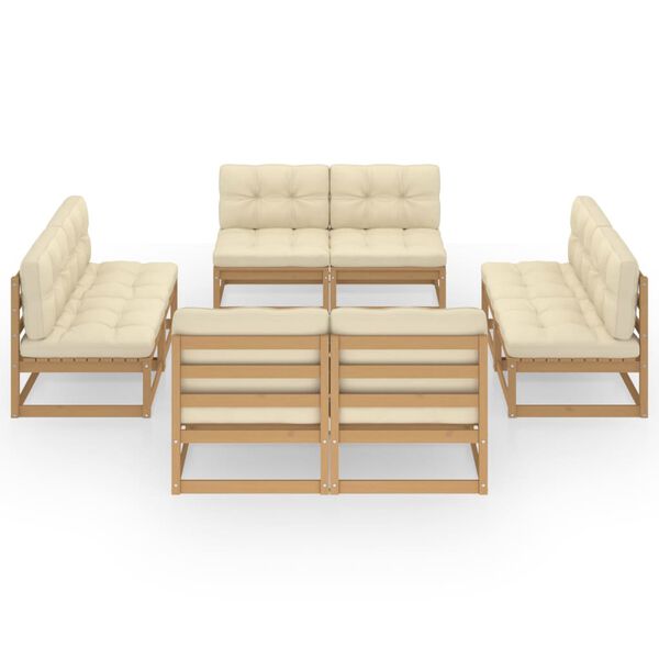 vidaXL Garden Lounge Set Honey brown, Cream Solid pine wood, 100% polyester