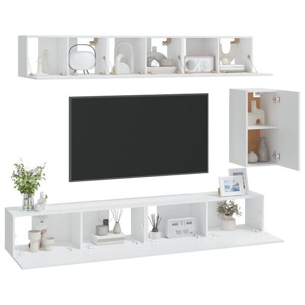 vidaXL TV Cabinet Set 6 Pieces White Engineered Wood Large