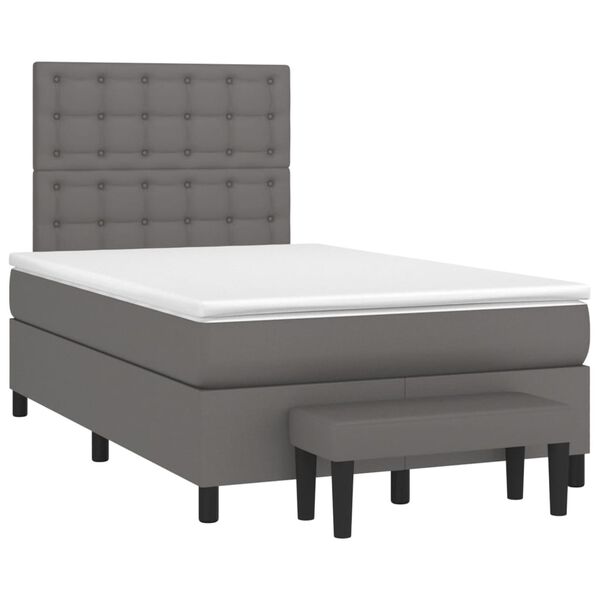 vidaXL Box Spring Bed Gray and White