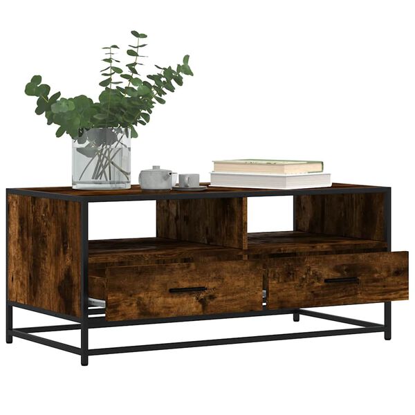 vidaXL Coffee Table Smoked oak Engineered wood, metal Medium