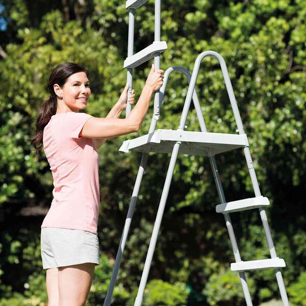 INTEX Pool Ladder Grey Coated steel frame & Hi-impact composite steps