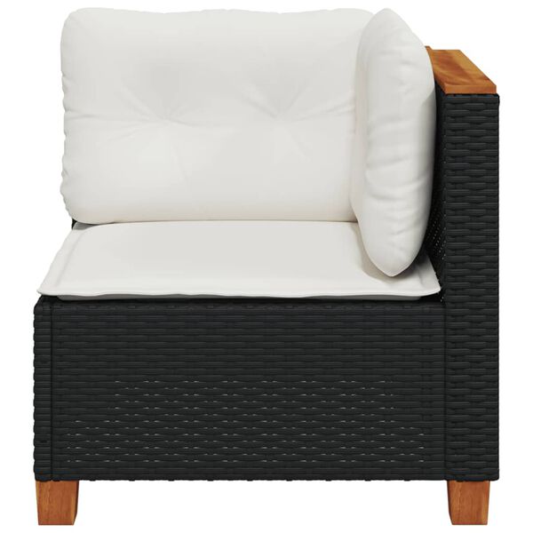 vidaXL Garden Sofa Black Poly Rattan Small Removable Covers