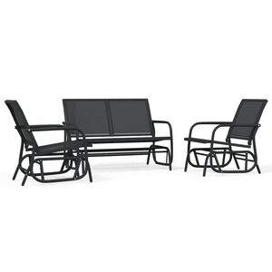 vidaXL Garden Lounge Set Set of 3 Black Steel, Textilene Standard