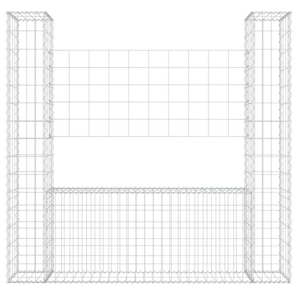 vidaXL U-shape Gabion Basket with 2 Posts Iron 55.1"x7.9"x59.1"