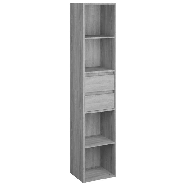 vidaXL Book Cabinet Grey Sonoma Engineered Wood Tall Book Cabinet