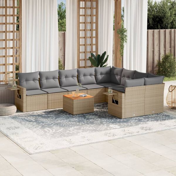 vidaXL Garden Sofa Set Beige and Light Grey