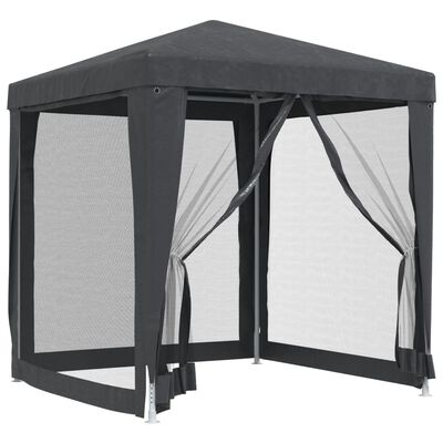 vidaXL Party Tent with 4 Mesh Sidewalls Anthracite 6.6'x6.6'HDPE