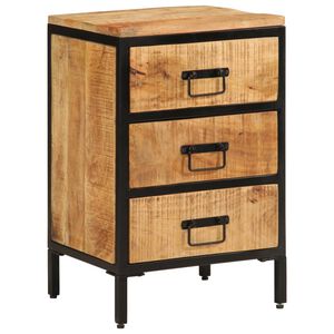 vidaXL Bedside Cabinet Rough Mango Wood Solid Mango Wood and Iron Small