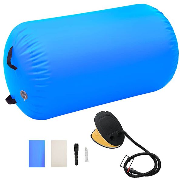 vidaXL Inflatable Gymnastic Roll with Pump 39.4x23.6" PVC Blue