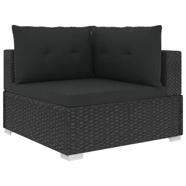 vidaXL Garden Lounge Set Black PE Rattan 10 piece set Modular
