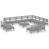 vidaXL Garden Lounge Set Grey Solid Pine Wood 13 Piece Set Durable