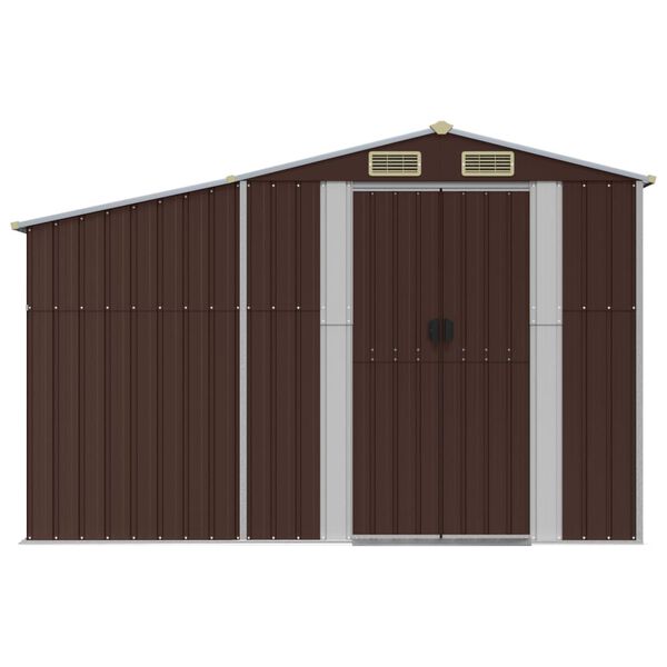 vidaXL Garden Shed Brown Galvanized Steel Large Garden Shed