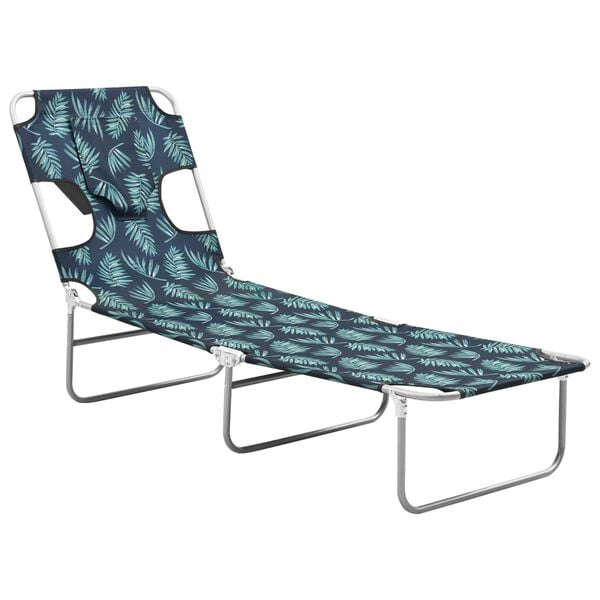 vidaXL Sun Lounger Leaf Print Sturdy Steel Frame, Fabric (100% Polyester)