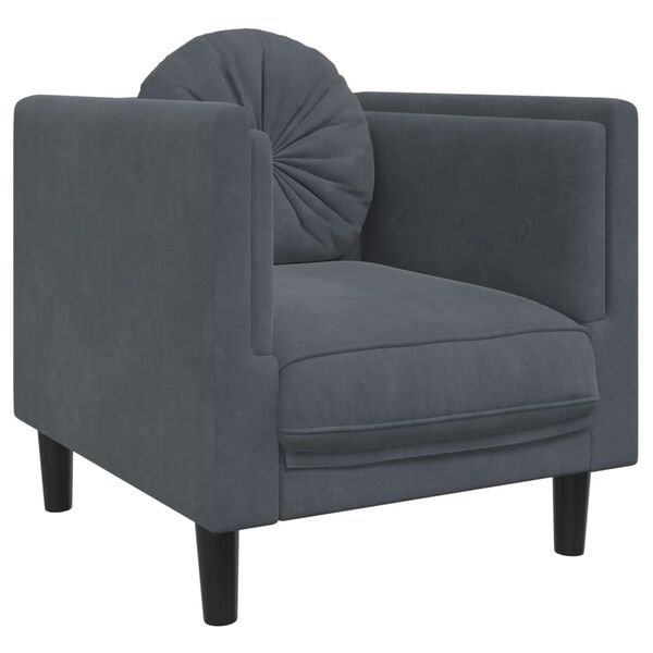vidaXL Sofa Set Dark grey Velvet (100% polyester), plywood, solid wood