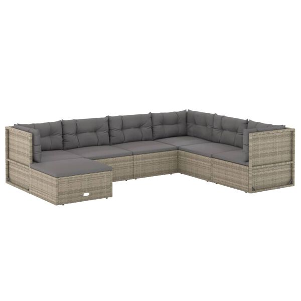 vidaXL Garden Lounge Set Gray PE rattan 7 piece Modular