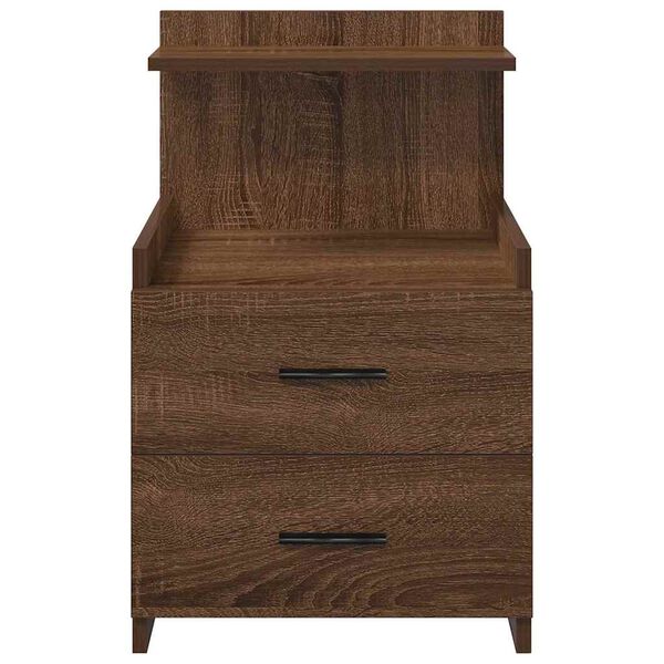 vidaXL Bedside Cabinet Brown Oak Engineered Wood 15.7x14.4x24.4 in