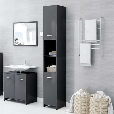 vidaXL Bathroom Cabinet Gray 11.8"x11.8"x72.2" Chipboard