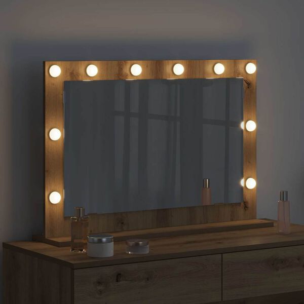 vidaXL Vanity Mirror with Mirror Artisan Oak 31.50 x 21.65 x 7.09 in