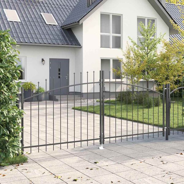 vidaXL Double Gate with Lock Grey 117.91 x 58.86 in Steel