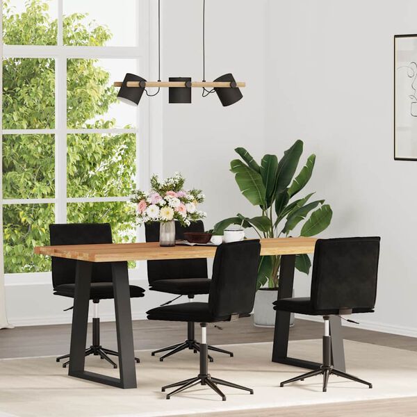 vidaXL Dining Chair Set of 4 Black Velvet (100% polyester), plywood, metal