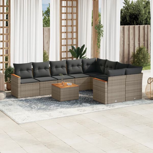 vidaXL Garden Sofa Set Grey, Dark Grey
