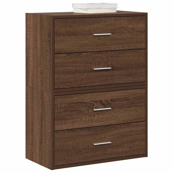 vidaXL Cabinet Set of 2 Brown Oak Engineered Wood Stackable Cabinet
