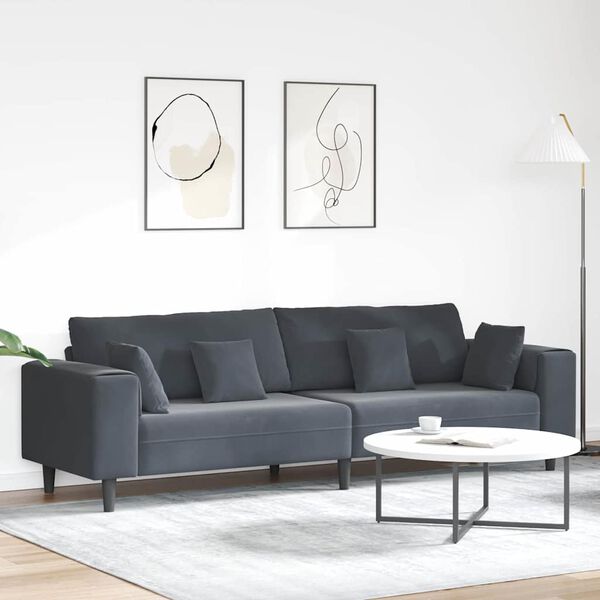 vidaXL Sofa with Cushion Dark Grey 98.43 x 30.31 x 29.92 in Velvet