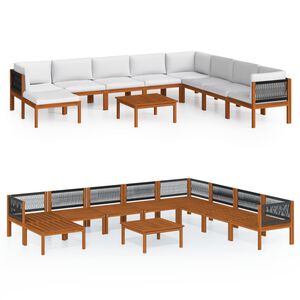 vidaXL Garden Lounge Set Cream Solid Acacia Wood Large Modular