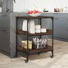 vidaXL Kitchen Trolley Brown Oak 23.6"x16.1"x31.7" Engineered Wood