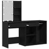 vidaXL LED Dressing Table Black oak 140 x 40 x 140 cm Engineered wood