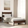 vidaXL Bed Frame Brown Oak Steel, Engineered Wood Small Single Bed Frame