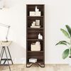 vidaXL Bookcase Brown Oak Engineered Wood, Metal Tall Modern Bookcase