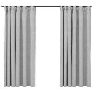 vidaXL Linen-Look Blackout Curtains with Hooks 2 pcs Grey 55.1x68.9"