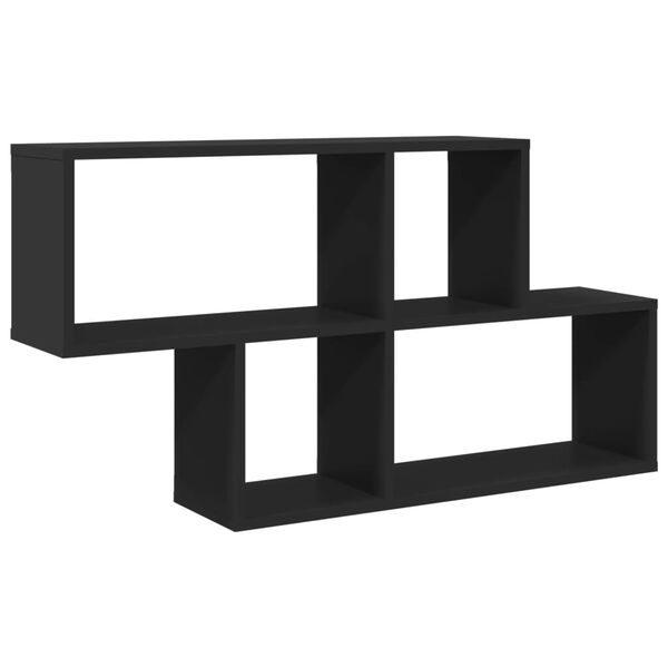 vidaXL Wall Shelf Black Engineered Wood Wall Shelf Rectangular Modern