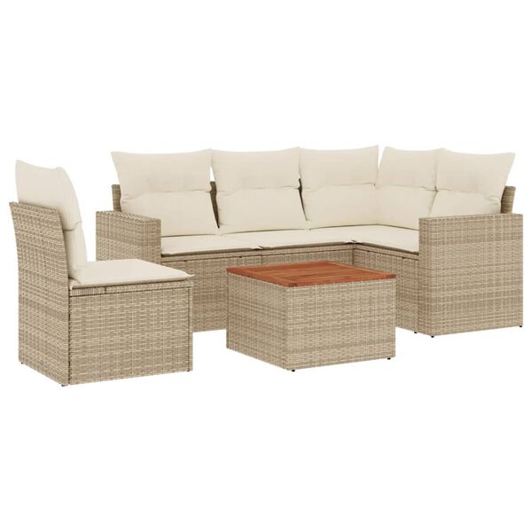 vidaXL Garden Sofa Set Beige, Cream, Brown