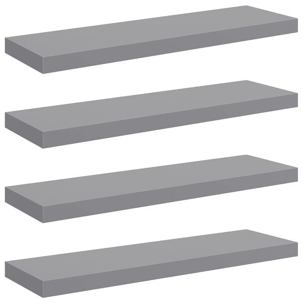 vidaXL Wall Shelf Set of 4 Grey Honeycomb MDF, metal 31.5 x 9.3 in